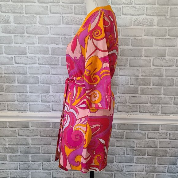 Banana Republic Trina Turk Silk Cotton Tunic Dress Swirl Groovy Hippie Retro 2 - Picture 8 of 9